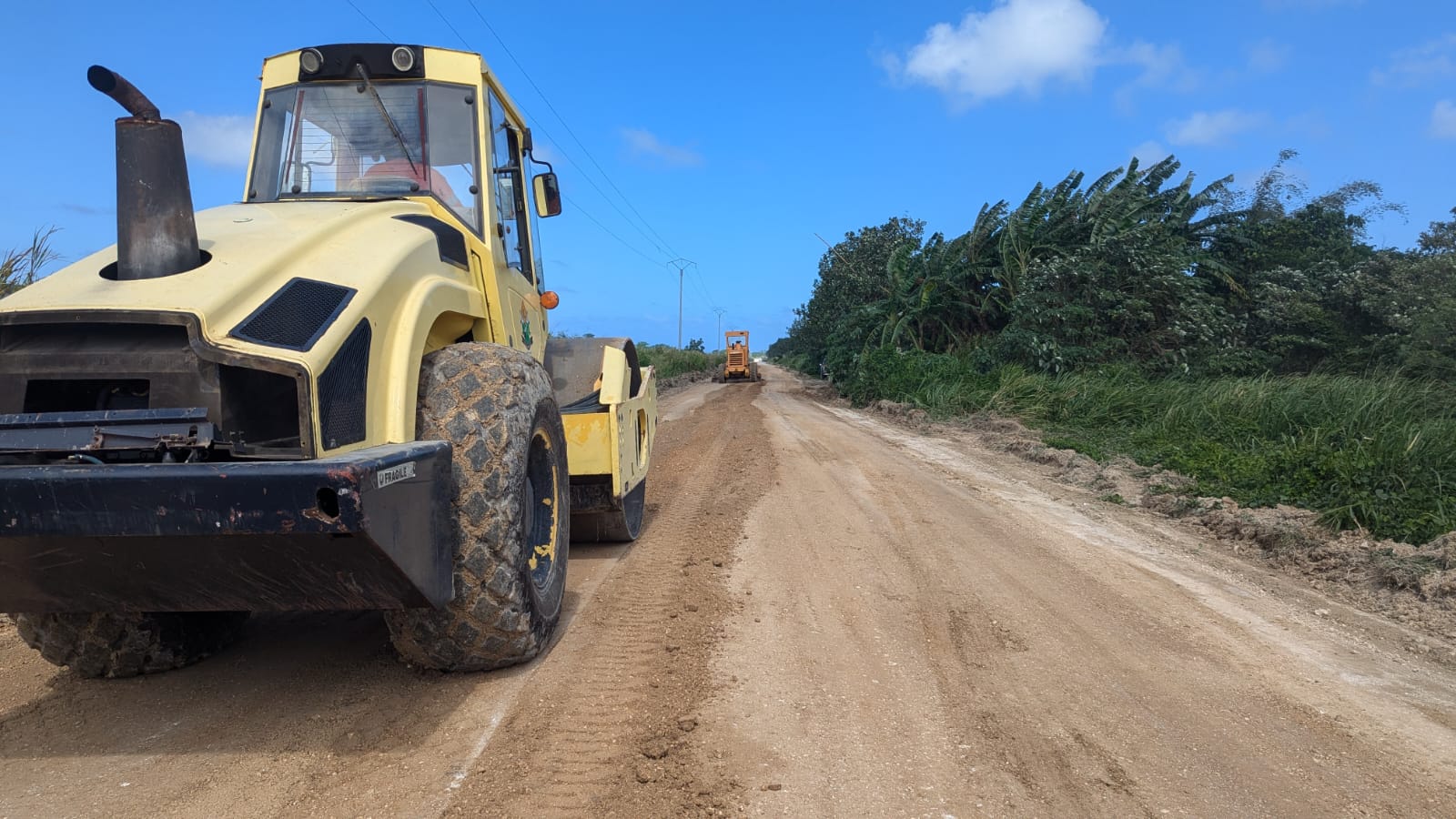 Severely rutted dirt road before RP Plus treatment
